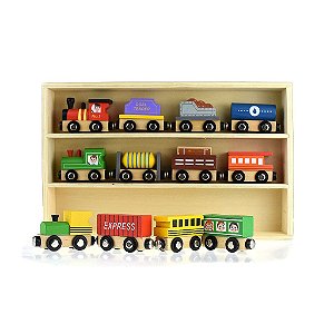 Conjunto Trens de Madeira - Tooky Toys