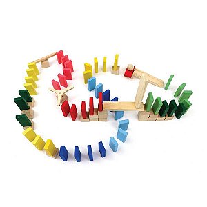 Efeito dominó MASTER 76 peças de madeira - Lume Brinquedos