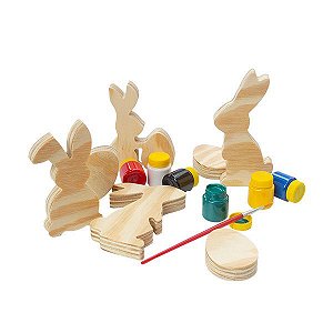 Kit Páscoa Educativo em Madeira para Colorir