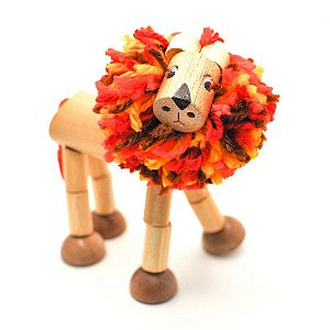 Leão Lion - Brinquedo de madeira articulado - Gamar