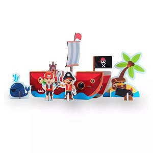 Quebra Cabeça 3D Piratas em madeira - Babebi Brinquedos