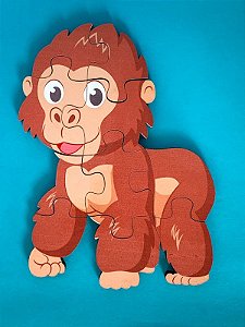 Quebra cabeça educativo MACACO - Peças de encaixe em madeira