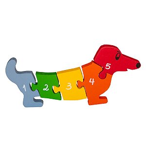 Quebra-Cabeça Educativo em Madeira Cachorro Vogais e Números - Fábrika dos Sonhos