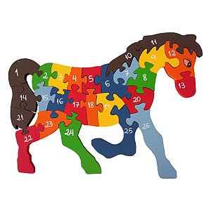 Quebra-Cabeça Educativo Giga Madeira Cavalo Alfabeto Números