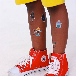 Tattoo Temporária Robôs Metalizada - Flora & Bem