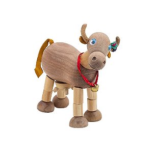 Vaca Leitícia - Brinquedo de madeira articulado - Gamar