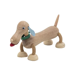 Cachorro Salsicha com imã - Brinquedo de madeira articulado - Gamar