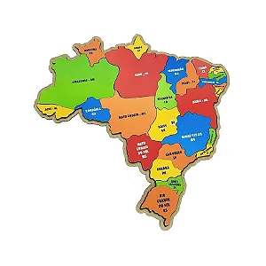 Quebra-cabeça Mapa do Brasil e Regiões (G 38 x 37 x 0,6 cm) - Maninho Brinquedos