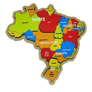 Quebra-cabeça Mapa do Brasil e Regiões (P 20 x 16 x 0,6 cm) - Maninho Brinquedos