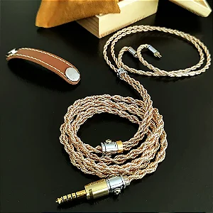 Cabo de alta pureza hiend balanceado 4.4mm, hiend de luxo , 8 vias , ouro prata e cobre 99.99998%