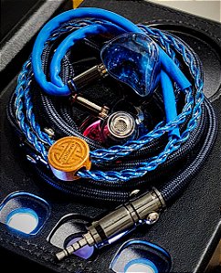 Cabo de alta pureza hiend refinado em nitrogênio , prata azul ou prata vermelha! Conector hiend de titânio e plug de rhodium