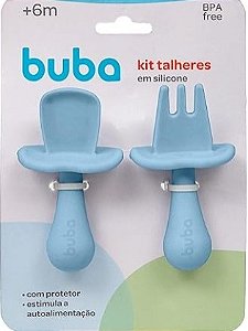 Kit Talheres Silicone - Azul Buba