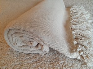 Manta Tear Casal Algodão Lisa Cru Boho 1,80x2,20m