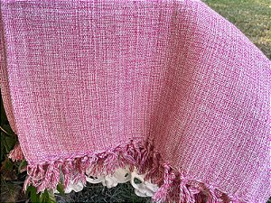 Manta Tear Casal Algodão Mesclada Rosa e Cru 1,80x2,20m