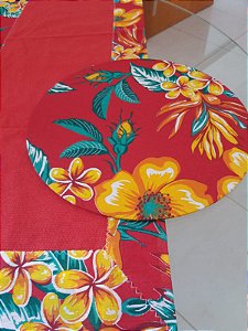 Caminhos de Mesa Algodão e Capas de Sousplat Chita Jogo 6 peças