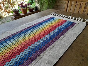 Caminho de Mesa Algodão Rendado Arco-íris 2m