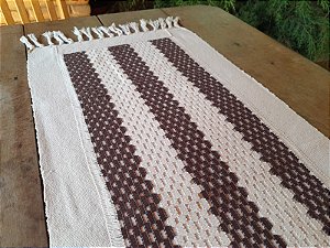 Caminho de Mesa Algodão Rendado Marrom e Cru 2m