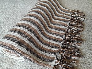 Manta Tear Casal Algodão Listrada Caramelo e Marrom 1,80x2,20m