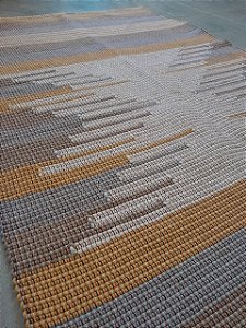 Tapete Algodão Tear Bico Cru Cinza Amarelo 0,80x1,50m