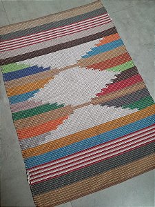 Tapete Algodão Tear Bico Colorido Médio 0,80x1,20m Costura