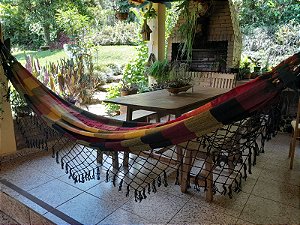 Rede Casal Algodão Quadriculada Colorida Extensão 3,45m