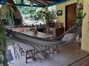 Rede Casal Algodão Mesclada Preto e Cru Extensão 3,40m