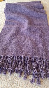 Manta Sofá Algodão Tear Solteiro Mesclada Roxo e Cru 1,40x2,20m