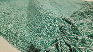 Manta Tear Casal Algodão Mesclada Verde Esmeralda e Cru 1,80x2,20m