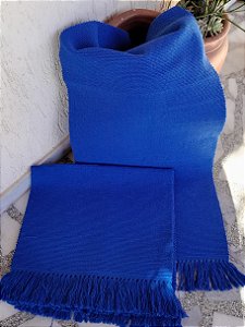 Passadeira 1,50m Jogo 3 Peças Algodão Liso Azul Caneta