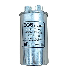 Capacitor 15 Uf 380V com Terminal Corpo Alumínio