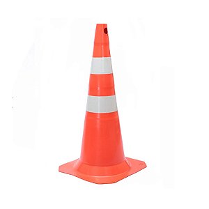Cone PVC Laranja com Faixa Branca 75cm