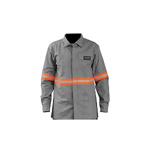 Camisa Antichama Cinza com Faixa Refletiva Laranja Maicol CA 44108
