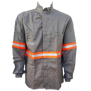Camisa Antichama Cinza com Faixa Refletiva Laranja Maicol CA 44108 - XXG