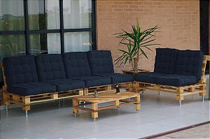 Jogo de 3 Sofás de Pallet com Almofadas - Modelo Jasmin
