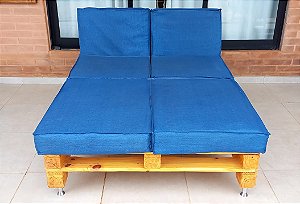Sofá de Pallet com Almofadas + Chaise - Modelo Jasmin