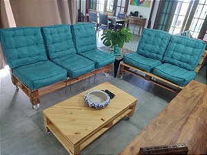 Jogo de Sofás de Pallet de 2 e 3 lugares com Almofadas futon - Modelo Jasmin