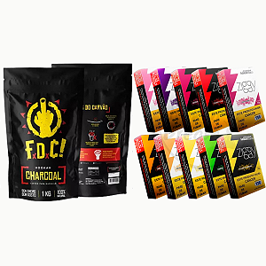 Kit Ziggy – 1 kg Carvão de Coco Hexagonal + 10 Essências Ziggy 50 g