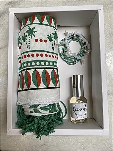 Kit de presente Perfume Kyoto, pulseira e canga