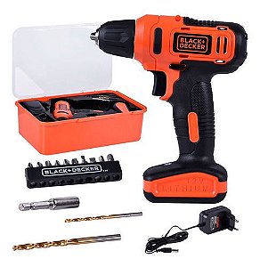 Furadeira Sem Fio 12V LD12SP Black Decker + 13 Acessórios