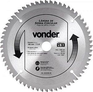 Lâmina Serra Circular 185mm 60 Dentes Corta Alumínio
