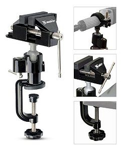 Mini Torno Morsa Bancada Articulada Multifuncional 360 Graus