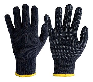 Luva De Malha Pigmentada Tricotada Preta Algodão