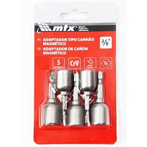 Adaptador Soquete Magnético Tipo Canhão 3/8” 65Mm 5 Peças