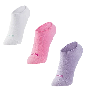 Meia invisível juvenil malha retida feminina - 1 kit com 3 pares sortidos