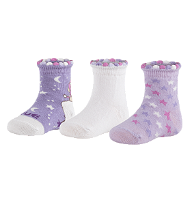 Meia Soquete Bebê Menina - 1 kit com 3 pares