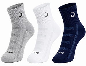 Meia canelada masculina cano curto - 1 kit com 3 pares sortidos
