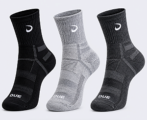 Meia canelada masculina cano médio - 1 kit com 3 pares sortidos