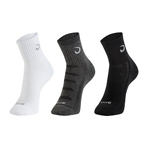 Meia canelada masculina cano médio - 1 kit com 3 pares sortidos