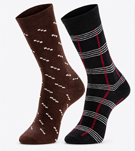 Meia casual masculina Barcelona - 1 kit com 2 pares sortidos
