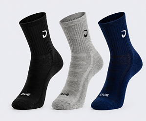 Meia canelada masculina cano Longo - 1 kit com 3 pares sortidos